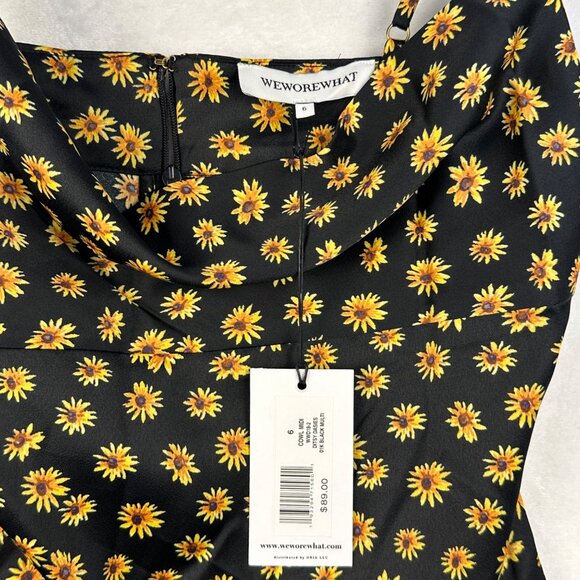 WeWoreWhat Black Babydoll Midi Slip Dress Size 6 Daisy Print Fairy Grunge NWT - Picture 5 of 13